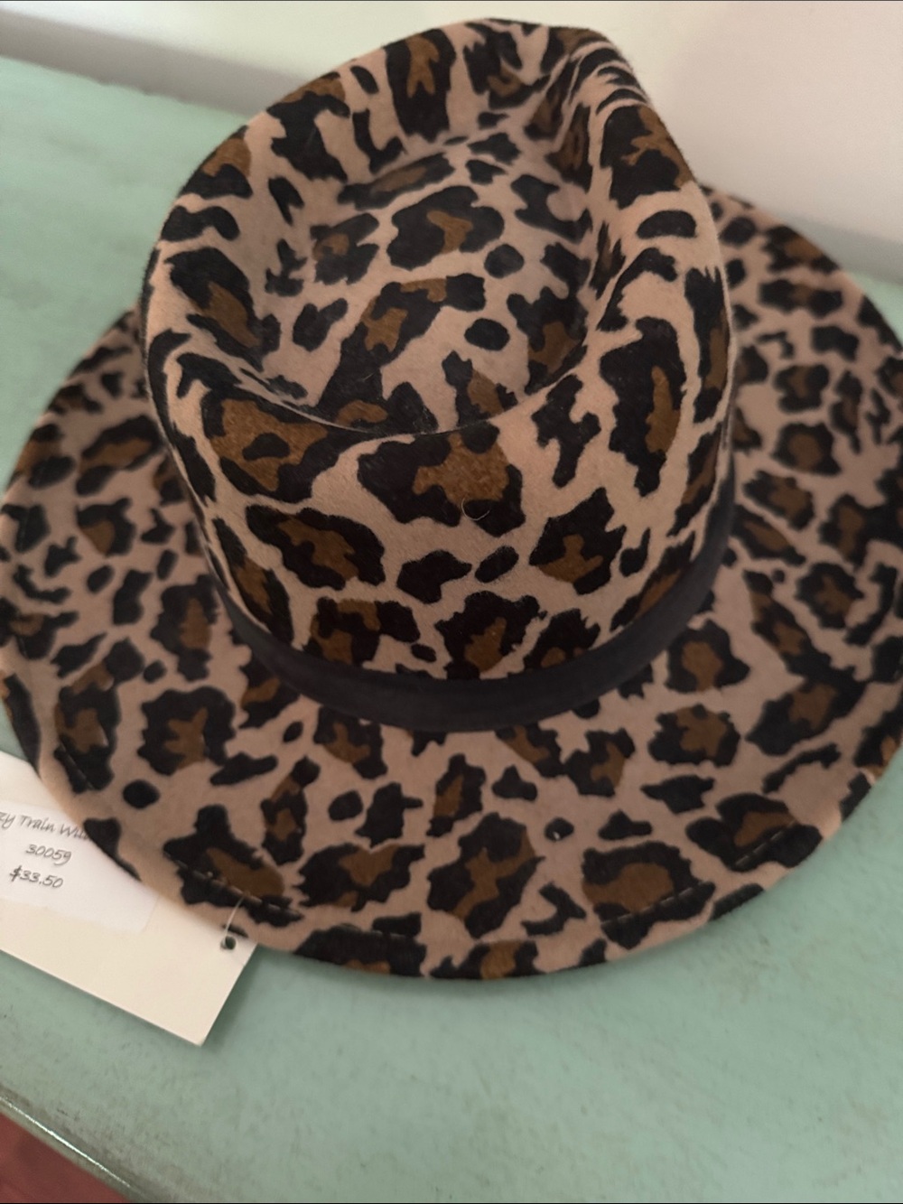 Crazy Train 100% wool Leopard Print Felt Fedora Hat - Brown & Black